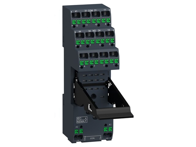 Socket; 12A; RSZS02,RXZS2; op DIN-rail; veerklemmen; Serie: RXM Socket; 12A; RSZS02,RXZS2; op DIN-rail; veerklemmen; Serie: RXM